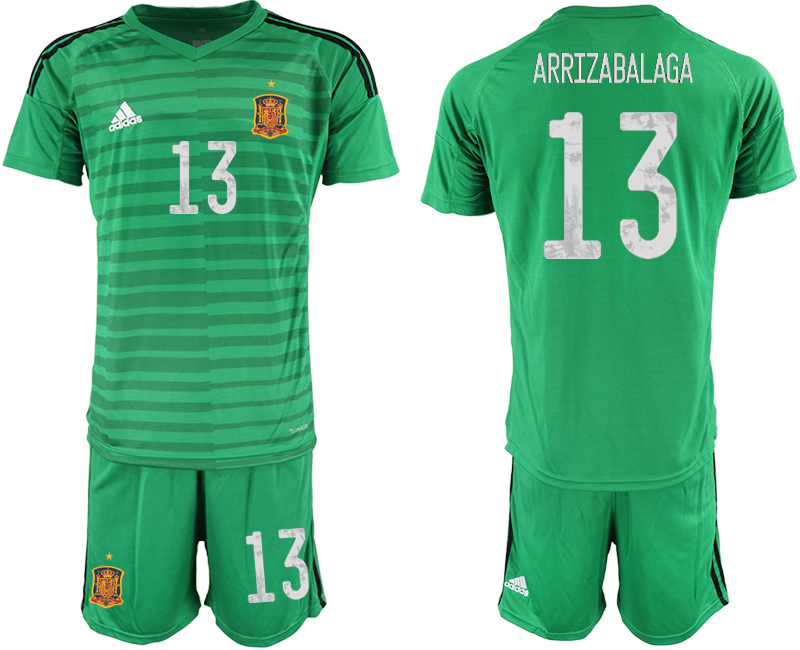 Men 2021 European Cup Spain green goalkeeper #13 Soccer Jersey->spain jersey->Soccer Country Jersey